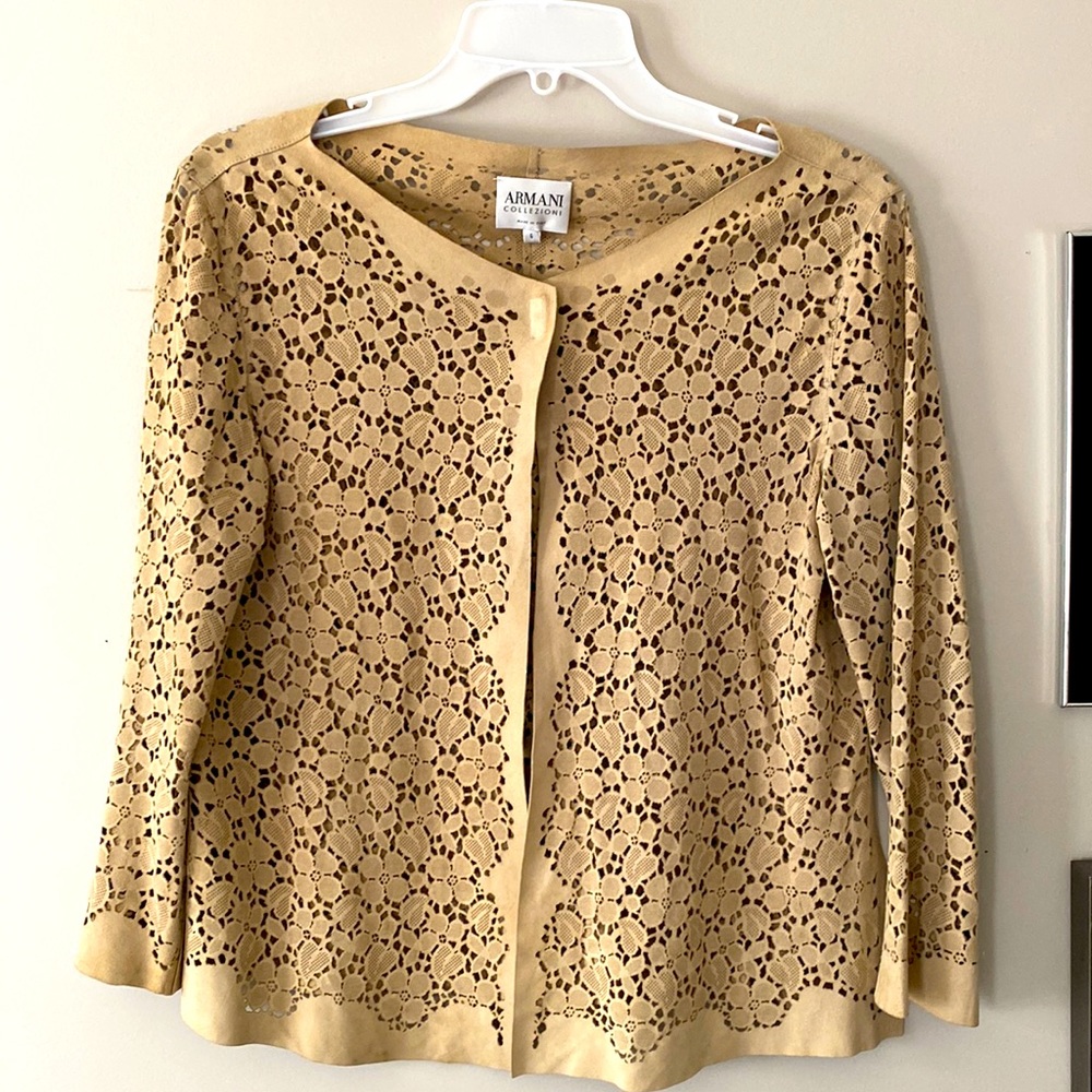 Armani Collezioni Suede Beige Cardigan